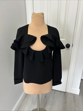 Express Black Ruffle Collar Sweater